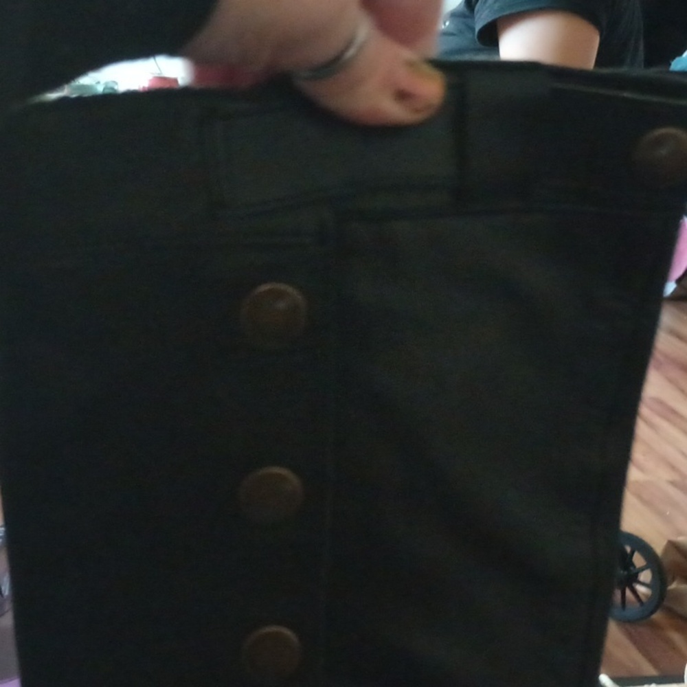 Black button heeled boots